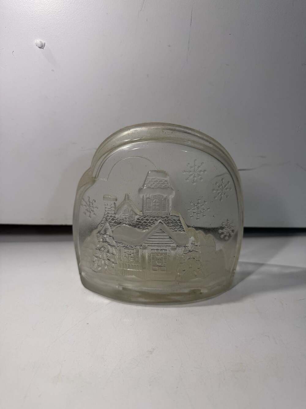 Luminarc Welcome Home Glass Tealight Candle Holder Christmas Winter Scene